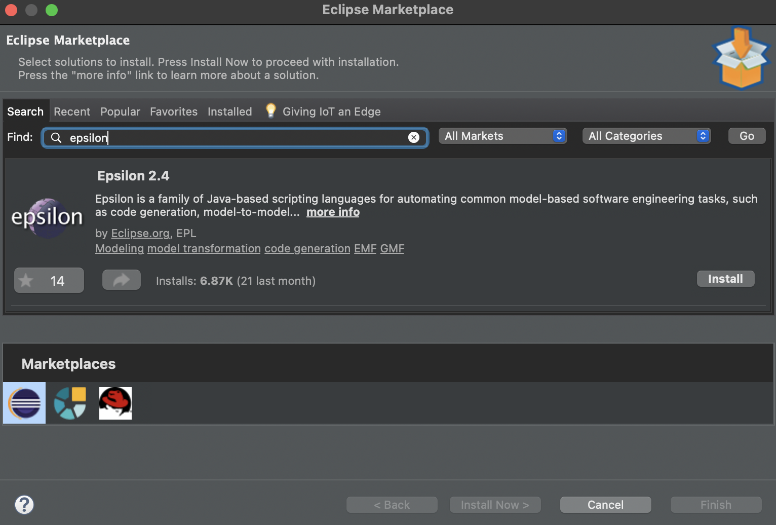 Epsilon in Eclipse Marketplace