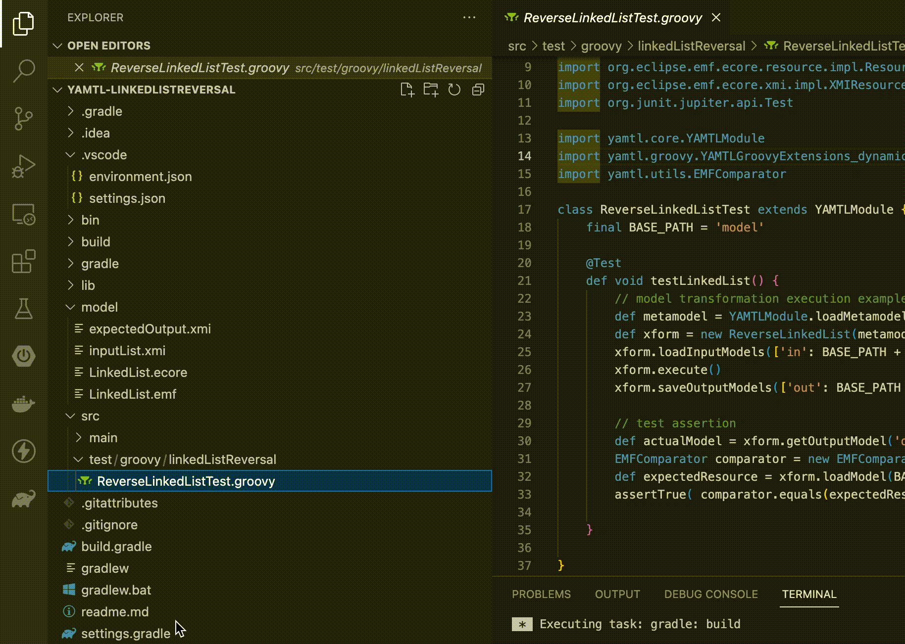 Run Gradle clean and build in VSCode